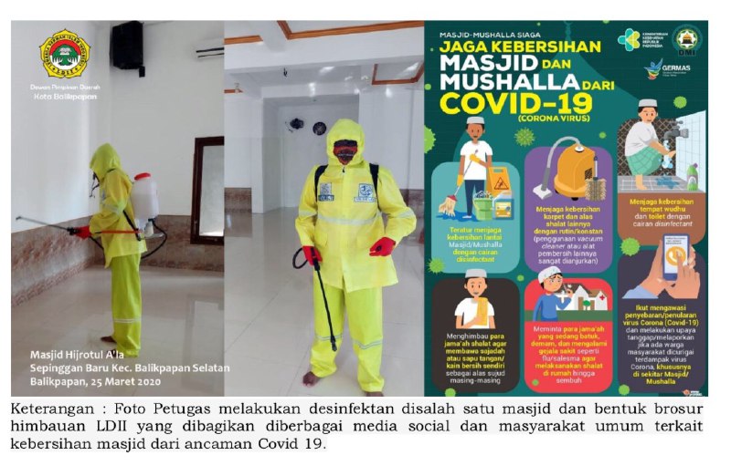 LDII Balikpapan dan Senkom Mitra Polri Cegah Covid-19 dengan Semprotkan Disinfektan
