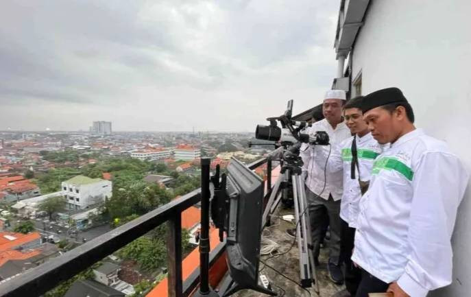 LDII Sidoarjo Pantau Hilal Bersama PCNU dan Kemenag Dalam Guyuran Hujan