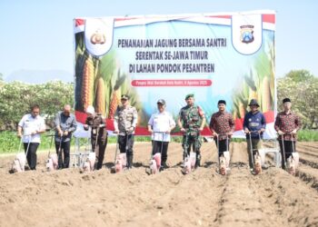 Ponpes Wali Barokah & Polres Kediri Kota Tanam Jagung Dukung Ketahanan Pangan