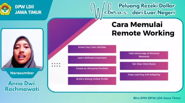 LDII Jawa Timur Gelar Webinar Keterampilan Kerja Remote untuk Cetak Entrepreneur Muda
