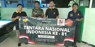 Sambut HUT ke-81 TNI, Senkom Kramatwatu Silaturahim ke Koramil 0602-06