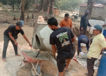 Warga LDII Marga Manunggal Jaya Bantu Pengecoran Bangunan Masjid